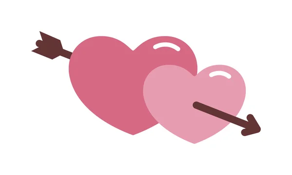 Conjunto de rojo vector corazones amor forma iconos de dibujos animados . — Archivo Imágenes Vectoriales
