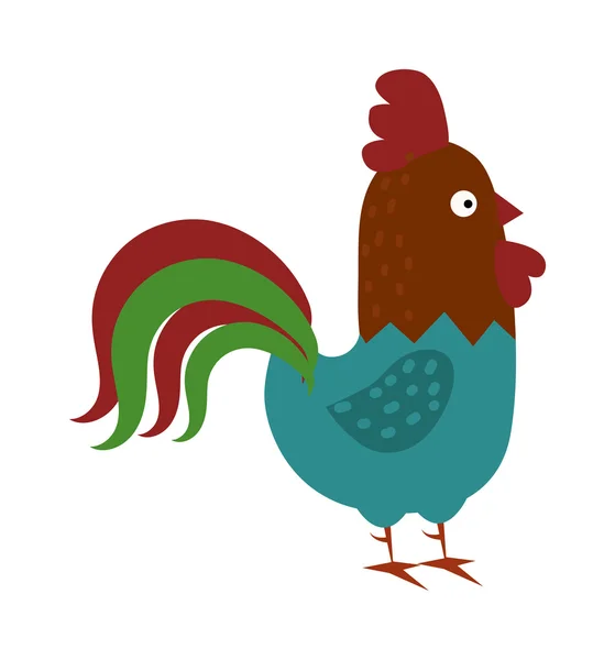 Lindo dibujo animado gallo vector ilustración — Vector de stock