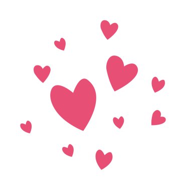 Kırmızı vektör kalpleri set şekil çizgi film simgeleri seviyorum.