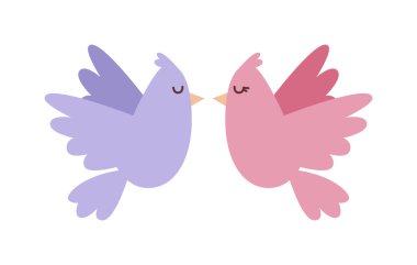Doves couple with hearts vector icon illustration