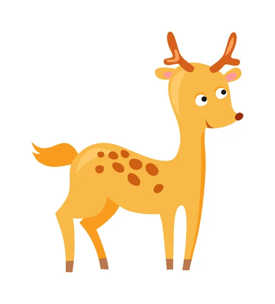 野生のキャラクターベクトルを実行しているかわいい鹿の漫画. — ストックベクタ