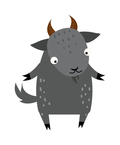 Bonito cartoon cinza cabra mamífero fazenda animal vetor . — Vetor de Stock