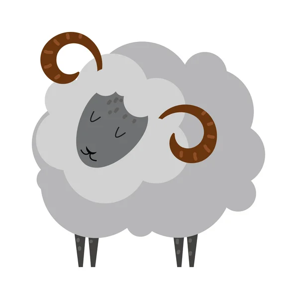 Улыбающиеся овцы мультяшный вектор ягненка млекопитающего . — стоковый вектор