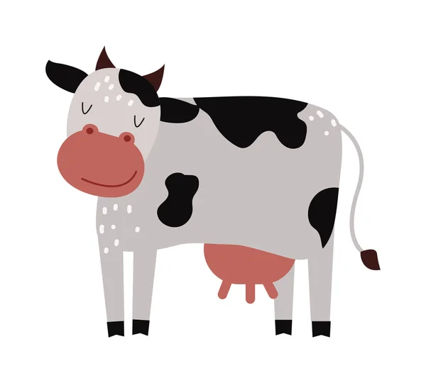 Funny cartoon cow farm mammal animal vector. — Stock Vector