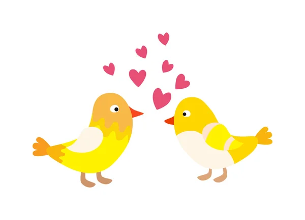 Coppia di simpatici uccelli amore natura dolce fumetto vettore del fumetto . — Vettoriale Stock