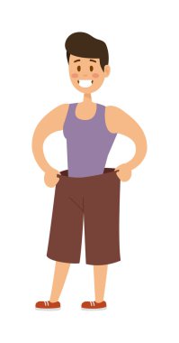 Sağlıklı inşa güçlü spor adam modeli moda aktif spor çizgi film karakter vektör.