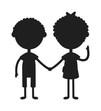 Twins happy kids holding hands boy and girl vector illustration.