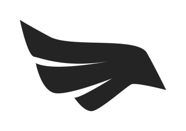 Beyaz arka plan vektörü üzerinde siyah kuş kanatları.