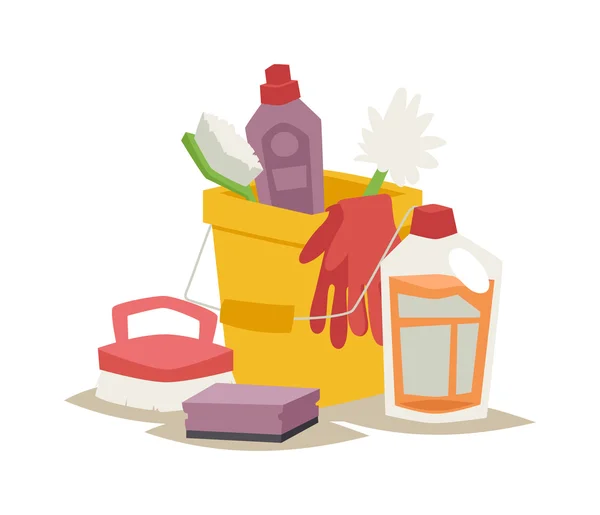 Two plastic spray cleanser bottle with cleaning liquid flat vector illustration. — Stok Vektör