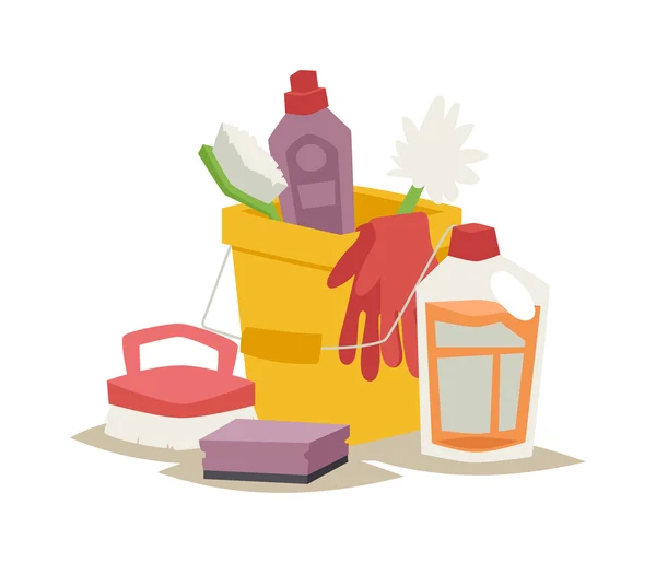 Two plastic spray cleanser bottle with cleaning liquid flat vector illustration. — ストックベクタ