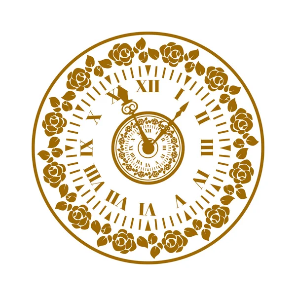 Watch face antique clock vector illustration. — ストックベクタ