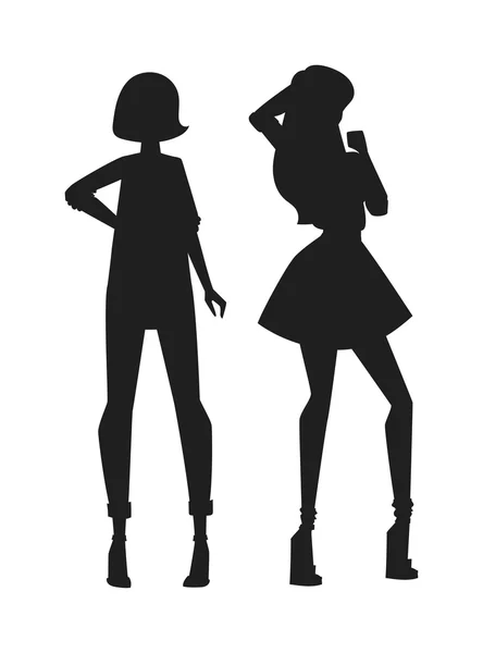 Concepto de silueta de chicas de moda moderna y hermosas chicas de estilo . — Vector de stock