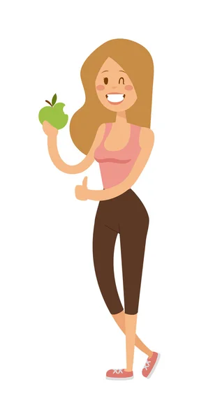 Donna vegetariano persone dieta concetto ritratto femminile modello tenere verde vettore insalata . — Vettoriale Stock