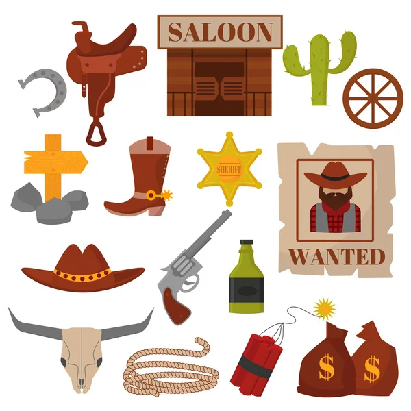 Vintage Amerikaanse oude westerse ontwerpen teken en graphics Cowboy vector iconen. — Stockvector