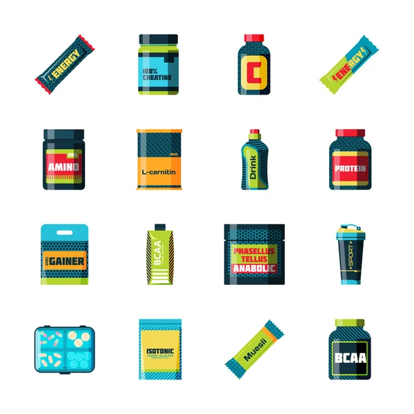 Sports food nutrition icons in flat style and long shadow. Detailed flat style — Stock Illustration Sports food nutrition icons in flat style and long shadow. Detailed flat style Royalty Free Stock Vectors