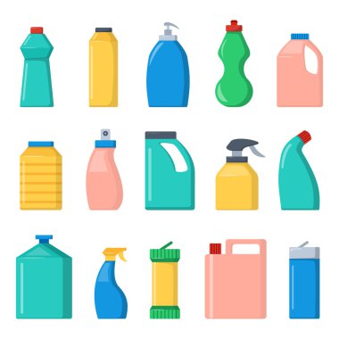 Boş paket konteyner kukla toplama şişesi şablondüz vektör illüstrasyon.