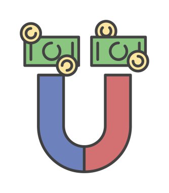 Çekme yatırımları kavram para iş başarı dolar mıknatıs vektör illüstrasyon.