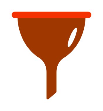 Kırmızı plastik huni mutfak aracı koni sıvı pişirme ev düz vektör.