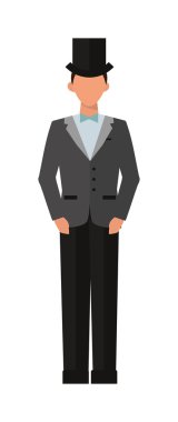 On dokuzuncu yüzyıl vintage beyefendi oyulmuş vektör illüstrasyon zarif adam.