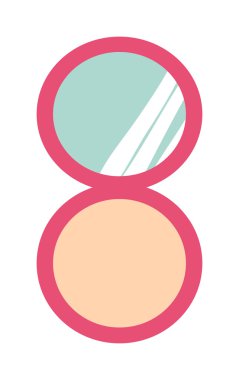 Ayna moda güzellik kadın bakım cilt düz vektör illüstrasyon ile Makyaj kompakt yüz tozu.