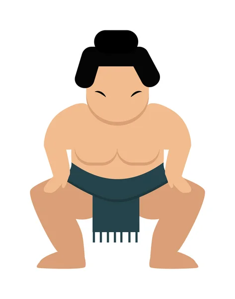 Kızgın karikatür japon yağ sumo güreşçi vektör illüstrasyon. — Stok Vektör