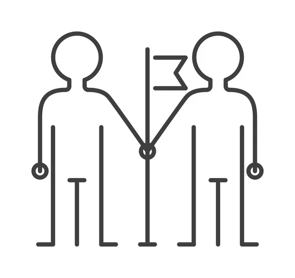 Équipe communautaire amitié ensemble icône travail d'équipe groupe social concept ligne vecteur . — Image vectorielle