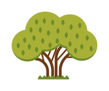 Yeşil ağaç kırmızı elma bahçesi yaz organik sezon gıda meyve düz doğa vektör dolu.