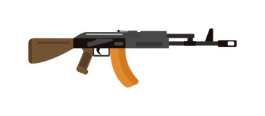 Submachine silah simgesi renk siluet vektör illüstrasyon makineli silah