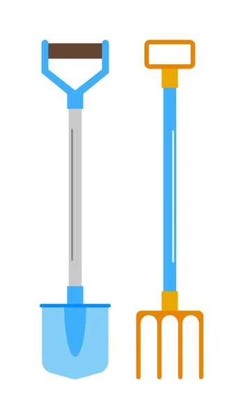 Векторні інструменти для садівництва лопата та граблів . — стоковий вектор
