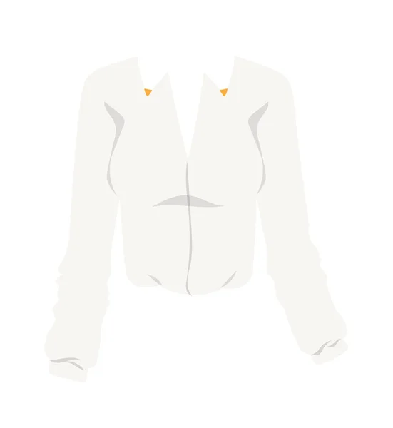Blusa branca moda camisa feminina com mangas compridas glamour vestuário estilo vetor ilustração . —  Vetores de Stock