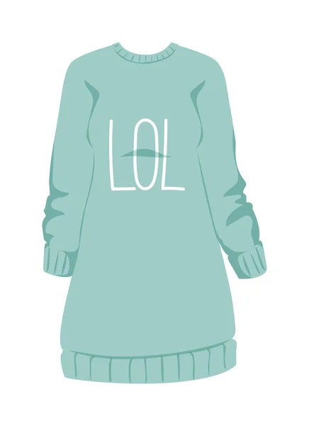 Vrouwelijke Sweatshirt blauwe stijl hoodie en warme katoenen trui kleding ontwerp platte vector illustratie. — Stockvector