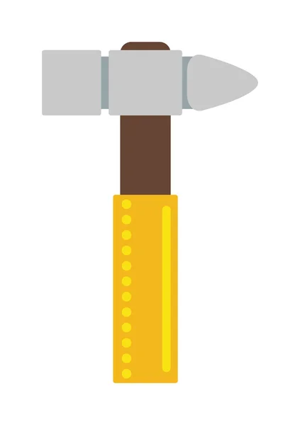 Yellow hammer work tool construction equipment repair hardware industry flat vector illustration. — 图库矢量图片