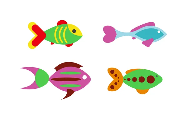 Υδρόβια ψάρια άγριας ζωής ενυδρείο υποβρύχια φύση τροπική θαλασσινά ζώο διάνυσμα. — Διανυσματικό Αρχείο