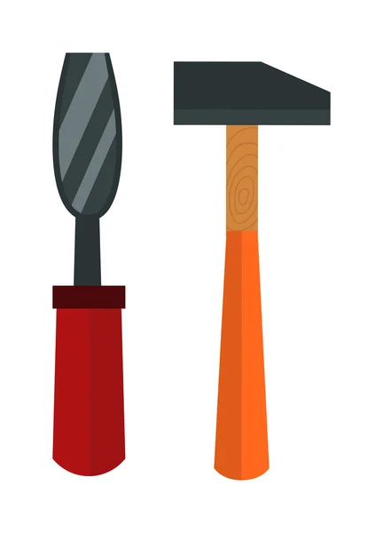 Set of wood processing tools hand equipment cartoon vector . — Stock Vector