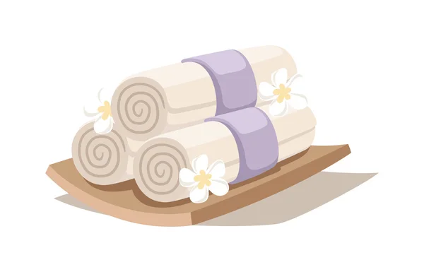 Spa símbolos decorativos con toallas de bambú vector de aroma . — Vector de stock