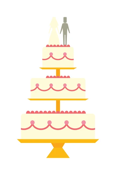 Gâteau d'anniversaire à la crème au chocolat surmonté d'une tarte isolée avec des tranches blanches et des fleurs de crème décorées vecteur . — Image vectorielle