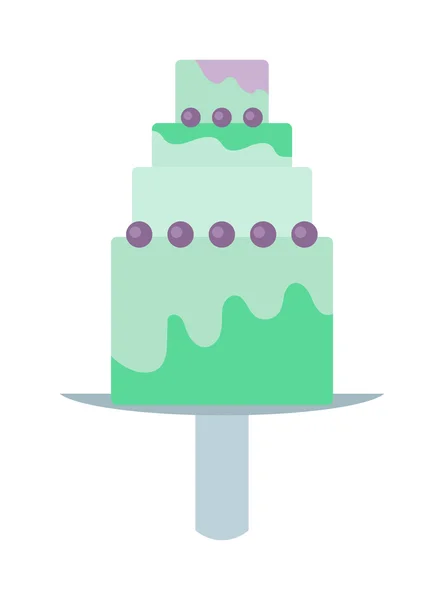 Torta di compleanno crema di cioccolato torta sormontata isolato con fetta bianca e fiori crema vettore decorato . — Vettoriale Stock