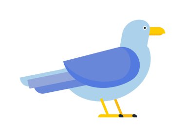 Büyük siyah sırtlı martı larus marinus deniz yaban hayatı hayvan ve güzel kuş düz vektör.