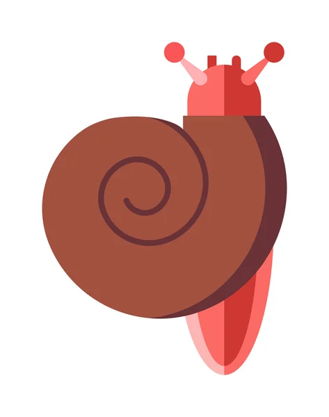 Lindo caracol de dibujos animados lento jardín cáscara viscosa y espiral fauna molusco vector . — Vector de stock