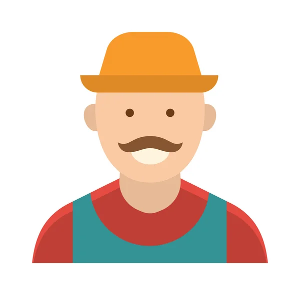 Funny farmer with mustache character in straw hat farming food person vector. — Stock Vector