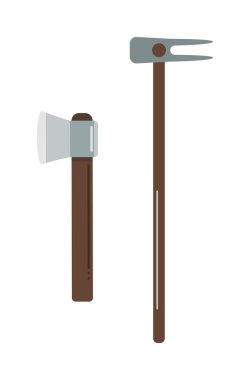 Axe çelik izole ve beyaz keskin balta karikatür silah simgesi