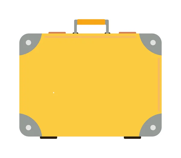 Journey suitcase travel yellow bag trip baggage vacation vector. — Stock Vector