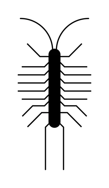Kırkayak kırkayak karikatür düz böcek siyah siluet vektör poz. — Stok Vektör