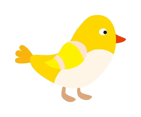 Вектор маленький стоячий жовтий птах горобця вказує з крилом . — стоковий вектор