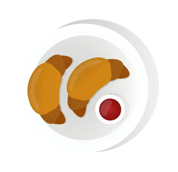 Croissant vector de alimentos aislado sobre fondo blanco . — Vector de stock