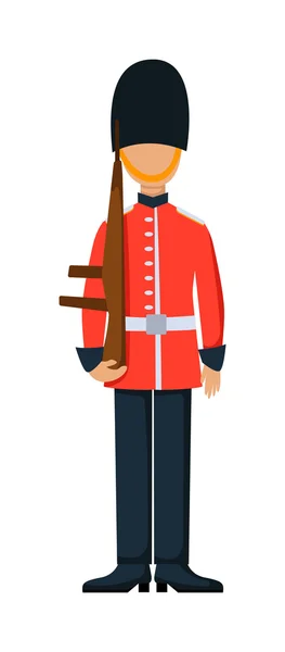 Inglaterra tropa fuerzas armadas hombre con ilustración de armas . — Vector de stock