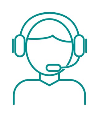 Yüz ince anahat kulaklık vektör illüstrasyon.