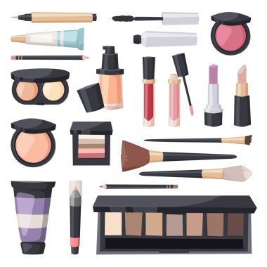 Vektör set yapmak fırçalar ve güzellik moda kozmetik simgesi.