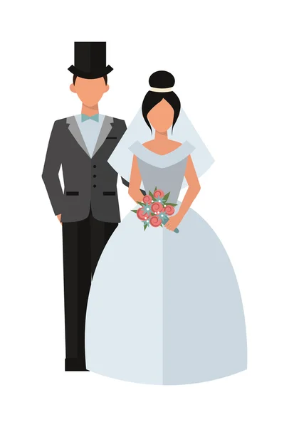 Mariage couple personnes illustration vectorielle sur blanc — Image vectorielle