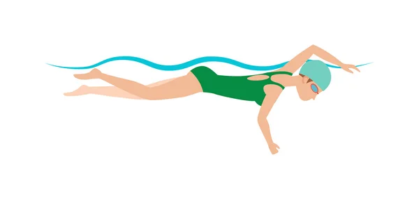 Nadador dinámico y en forma en la respiración de la tapa que realiza la ilustración del vector del deporte de la piscina del movimiento de mariposa . — Vector de stock